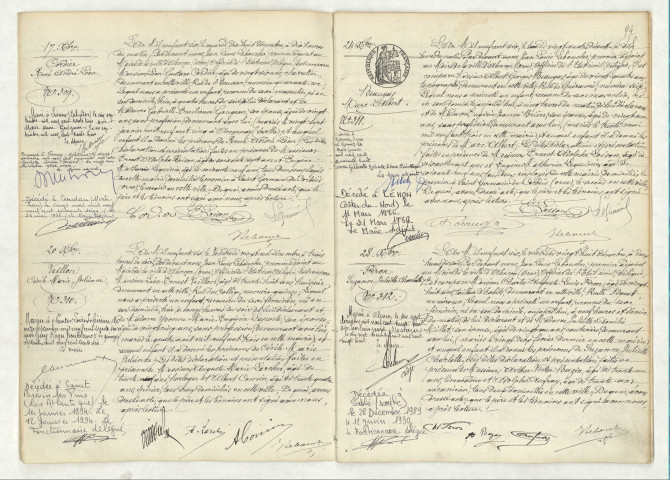 Acte de naissance de CORDIER René André Léon (17 décembre 1906), acte de naissance de VEILLON Cécile Marie Julienne (20 décembre 1906), acte de naissance de BEAUGAS Marc Albert (24 décembre 1906), acte de naissance de FERON Suzanne Juliette Charlotte (28 décembre 1906).