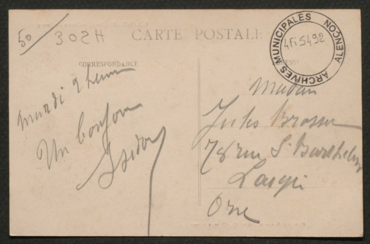 Colombiers (Orne), Centre du bourg, carte postale ancienne noir et blanc, photo et collection A. Maillaut fils, éditeur, à Alençon, (date d'utilisation : 05 mai 1905), (14x9), acquisition 2021, AMA.