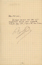 Lettre autographe signée de l'écrivain Alfred Edouard Touroude à l'acteur Adolphe Laferrière (sd).