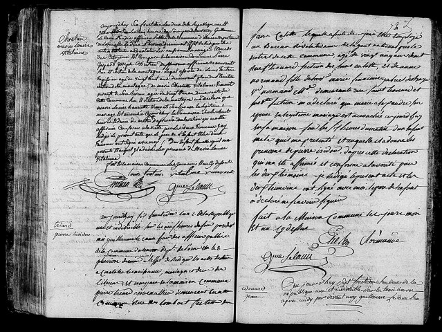 Acte de naissance de CHRETIEN Marie Louise Vitaline (23 août 1794),acte de naissance de TREARD Pierre Isidore (23 août 1794),acte de naissance de EDOUARD Jean (24 août 1794).