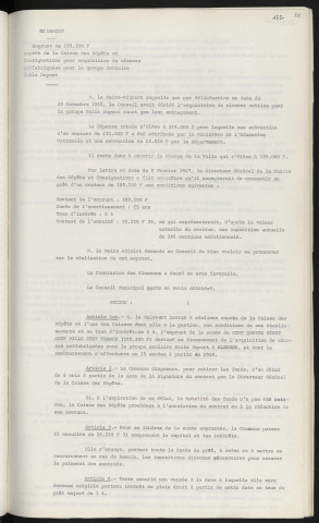 Finances, emprunt de 189 100 F auprès de la caisse des dépôts et consignations pour acquisition de classes préfabriquées pour le groupe scolaire Emile Dupont.