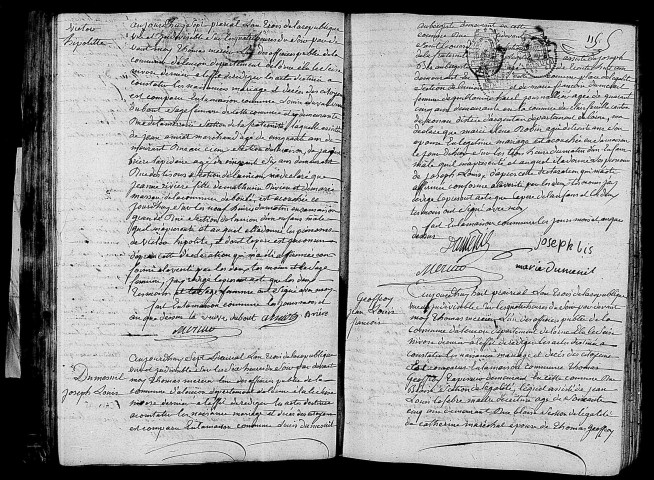 Acte de naissance de VICTOR Hyppolite enfant naturel (26 mai 1795),acte de naissance de DUMESNIL Joseph Louis (26 mai 1795),acte de naissance de GEOFFROY Jean Louis François (27 mai 1795).