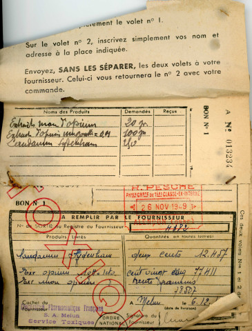 Carnets de bons de commande (6 décembre 1949 - 19 novembre 1953).