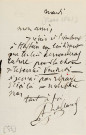 Lettre autographe signée de l'écrivain Amédée de Rolland à l'acteur Adolphe Laferrière [mars 1861] .