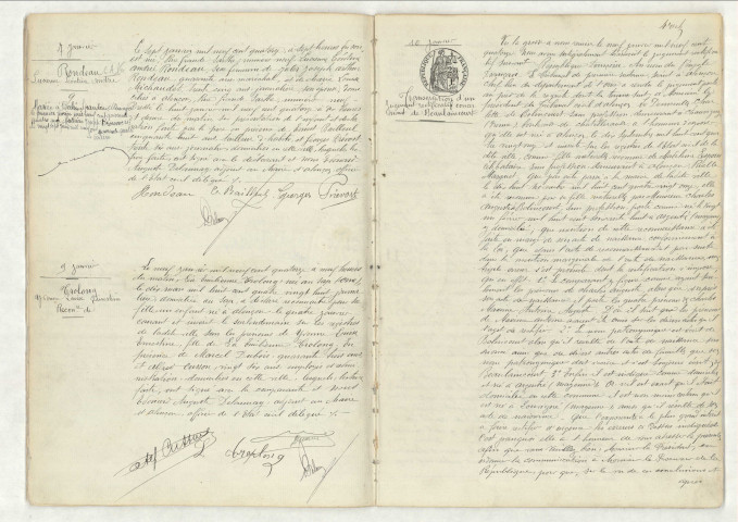 Acte de naissance de RONDEAU Lucienne Léontine Andrée (7 janvier 1914),reconnaissance de TROLONG Yvonne Louise Ernestine (9 janvier 1914).Transcription du jugement rectificatif concernant DE BEAULAINCOURT Charlotte (10 janvier 1914).