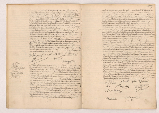 Acte de mariage de HUGUET Gustave Eugène et PANAGET Elisa (12 Mars 1908), BERTOT Joseph Charles Gabriel et DEVOS Suzanne Mathilde (16 Mars 1908).
