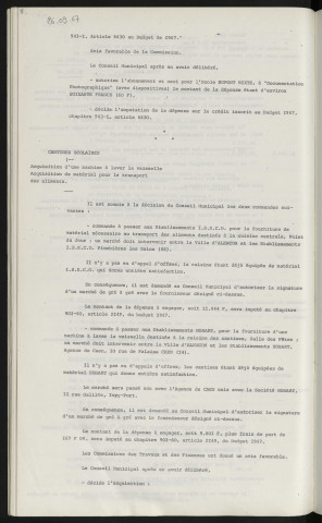 Abonnement, établissements scolaire, école Dupont mixte. Cantines scolaires, acquisition d'une machine à laver la vaisselle, acquisition de matériel pour le transport des aliments.