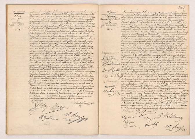 Acte de mariage de COLAS Jean Marie et JOURDAINE Berthe Marie (24 janvier 1910), Acte de mariage de GÉRARD Raymond Alfred Francis et PROD'HOMME Esther Amanda (24 janvier 1910).