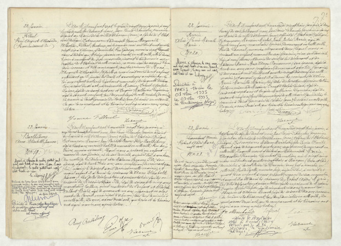 Reconnaissance de FILLEUL René Auguste Alexandre (22 janvier 1907),acte de naissance de BARTHELEMY Anne Elisabeth Jeanne (23 janvier 1907),acte de naissance de PERRIN Alice Renée Marcelle Marie (22 janvier 1907),acte de naissance de LAMBERT MERCIER Robert André Marie (23 janvier 1907).