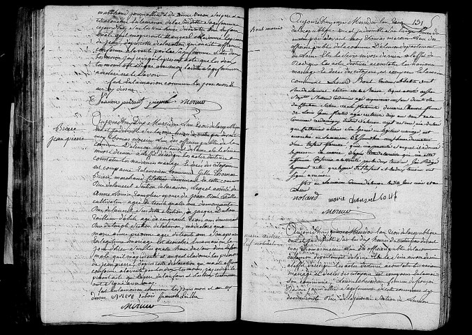 Acte de naissance de MARCHAND Jean enfant naturel (24 juin 1795),acte de naissance de BRIERE Jean Pierre (28 juin 1795),acte de naissance de BOUL Marie (29 juin 1795),acte de naissance de LEMAITRE Marie Aimée enfant naturel (3 juillet 1795).