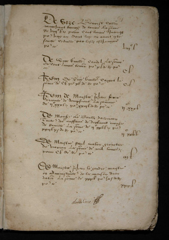 Comptes, état des finances (1552)