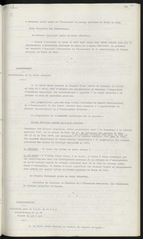 Allocation scolaire, 1966-1967. Enseignement, modification de la carte scolaire, groupe scolaire annexé au C.E.S. Aveline, école Jules Ferry, Courteille, groupe scolaire Point du Jour.