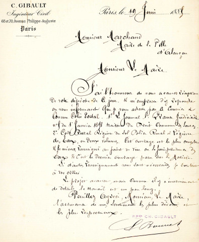 Établissement d'une distribution d'eau dans la ville d'Alençon, captation des eaux de sources de Launay (communes de Colombiers et Damigny), projet d'acquisition (1885-1891) : état indicatif parcellaire, correspondance.