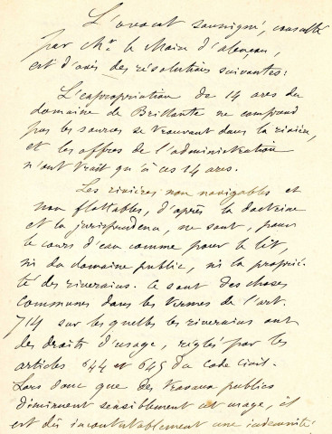Établissement d'une distribution d'eau dans la ville d'Alençon, captation des eaux de sources de Launay (communes de Colombiers et Damigny), acquisition par voie d'expropriation des terrains et sources appartenant à Mme Philippart (1891) : plan, correspondance, rapport.