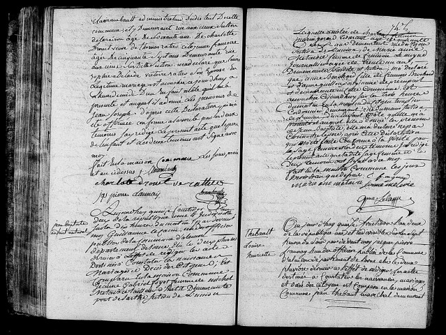 Acte de naissance de CLERAMBAULT Jean Joseph (17 août 1794),acte de naissance de BROCHARD Jean Baptiste enfant naturel (1er septembre 1794),acte de naissance de THEBAULT Louise Henriette (1er septembre 1794).