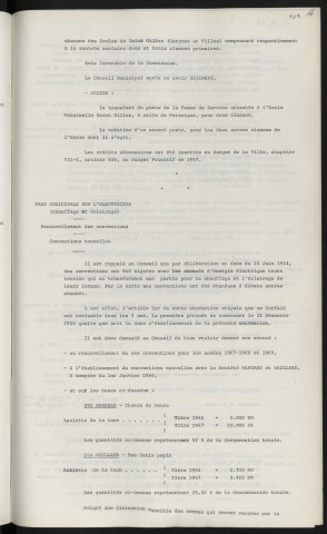 Personnel, école maternelle de Perseigne, transfert et création de postes de femmes de service. Taxe municipal sur l'électricité, chauffage et éclairage, renouvellement des conventions, conventions nouvelles.