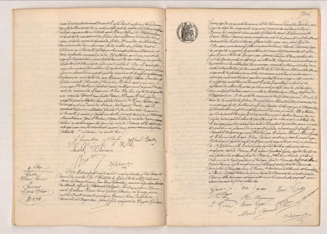 Acte de mariage de BRULON Alfred Désiré et NICOLE Clémentine Renestine (9 septembre 1905), acte de mariage de GOSSE Henri Louis et CAMUS Marie Elisa (9 septembre 1905)