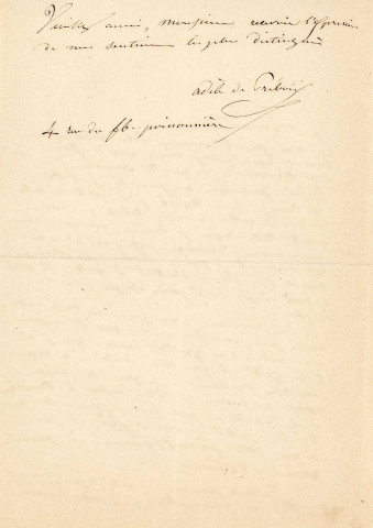 Lettre autographe signée de l'écrivaine Regnauld de Prébois Adèle à l'acteur Adolphe Laferrière (sd).