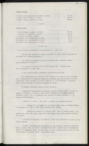 Matériel, acquisition de mobilier scolaire, quartier de Perseigne.