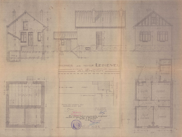 permis de construire n°22, Construction d'une maison d'habitation Avenue Courteille Alençon, (date de décision : 1936), (auteur du projet, architecte : MERCIER Robert).