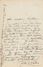 Lettre autographe signée de l'écrivaine Regnauld de Prébois Adèle à l'acteur Adolphe Laferrière [1863].