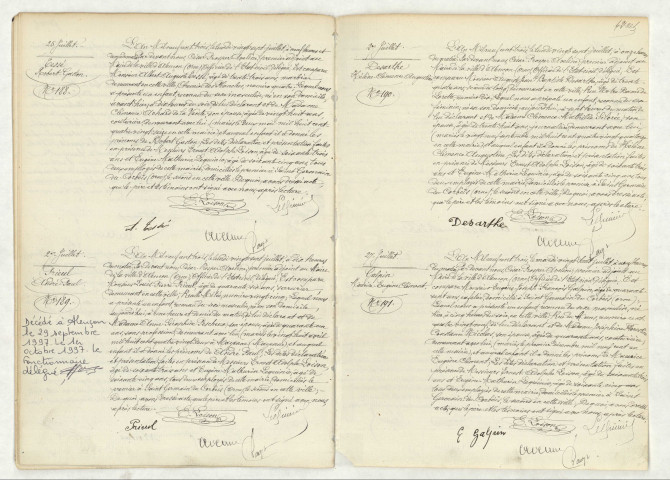 Acte de naissance de TESSE Robert Gaston (25 juillet 1903),PRIEUL André Paul (27 juillet 1903),DESARTHE Hélène Clémence Augustine (27 juillet 1903),GALPIN Maurice Eugène Clément (27 juillet 1903).