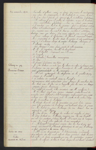 Eclairage électrique : Proposition M. Doré. Eclairage au gaz : Demandes Diverses. Service des eaux, écoles : Demande de M. Doré
