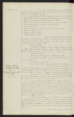 Sommaire sur les affaires à délibérer. Caisse de retraites des employés de la Mairie, liquidation de la pension de Mme Veuve LURSON née BEAUFILS Berthe Augustine Rosalie dont le mari ancien chef du bureau militaire