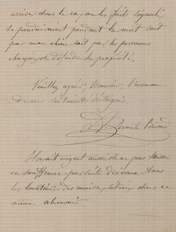 Rivière la Briante, régime des eaux de la fontaine et du lavoir Saint Isige (22 février - 28 octobre 1897), rappel des obligations au directeur de l'asile d'aliénés d'Alençon : correspondance, plan ; canalisation de la source après capatation (1896) : correspondance ; réparation des caniveaux qui alimentent les buanderies de l'asile d'aliénés, détournement des eaux (8-14 août 1896) : correspondance