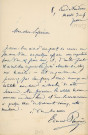 Lettre autographe signée de l'écrivain Edouard Plouvier à l'acteur Adolphe Laferrière (1856).