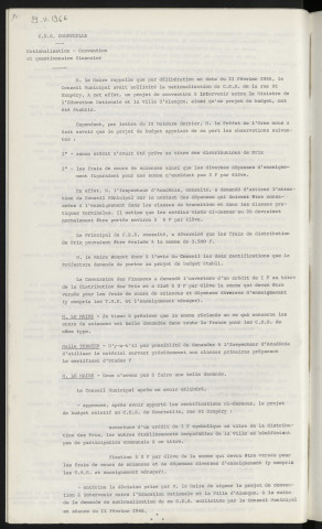 C.E.S. Courteille, nationalisation, convention et questionnaire financier.