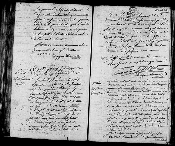 Acte de naissance de COURMASSEUR Elisabeth Félicité (15 janvier 1797),acte de naissance de GESLIN Alexis enfant naturel (16 janvier 1797),acte de naissance de BAUDOUIN Thomas Jean (17 janvier 1797).
