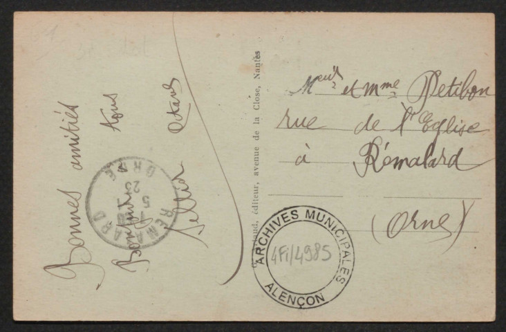 Alençon (Orne), Rue Saint-Blaise, carte postalenoir et blanc n°10, G. Artaud éditeur , Nantes, (Date d'utilisation : 04 janvier 1923), (14x9), AMA.