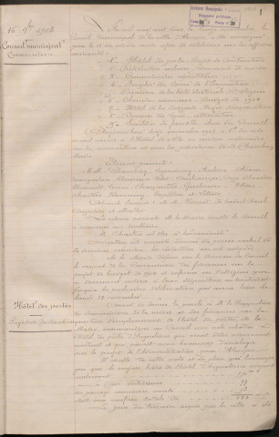Registre des délibérations du conseil municipal (16 novembre 1903 - 23 novembre 1906)