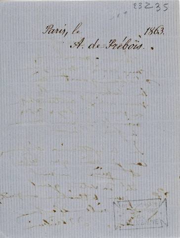 Lettre autographe signée de l'écrivaine Regnauld de Prébois Adèle à l'acteur Adolphe Laferrière [1863].