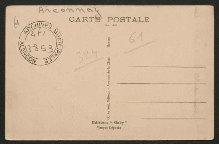 Arçonnay (Sarthe), Le Château de la chevalerie, carte postale ancienne noir et blanc n°86, édition, Gaby, éditeur, G. Artaud, sd, (14x9), AMA.