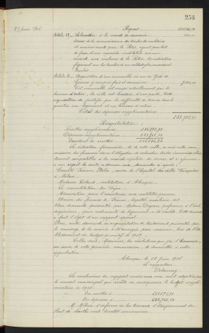 Comptabilité de la ville, budget supplémentaire de 1916, rapport