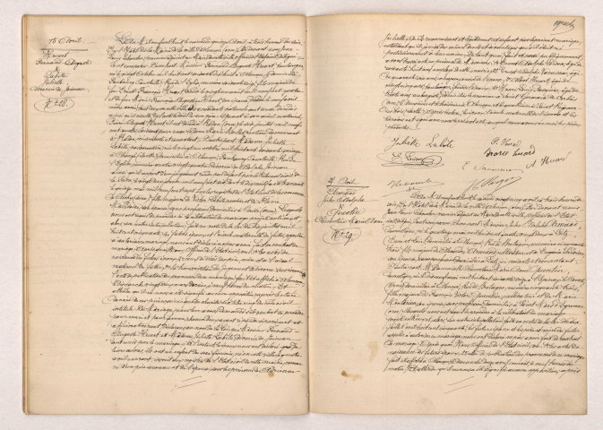 Acte de mariage de HUART Fernand Auguste et LABITE Juliette Divorcée de JOINEAU (15 Avril 1908), ARMAND Jules Adolphe et QUENTIN Clémentine Marie Anne (25 Avril 1908).