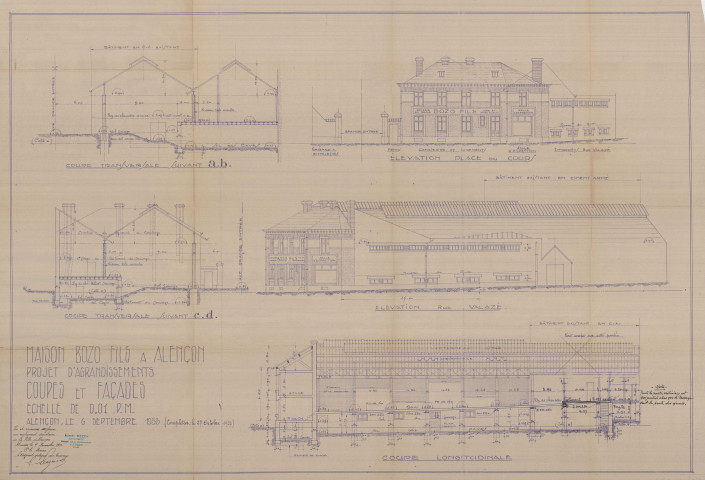 permis de construire n°25, Agrandissement d'une maison d'habitation Rue et Place Valazé et du Cours Alençon, (date de décision : 1933), (auteur du projet, architecte : MEZEN Albert).