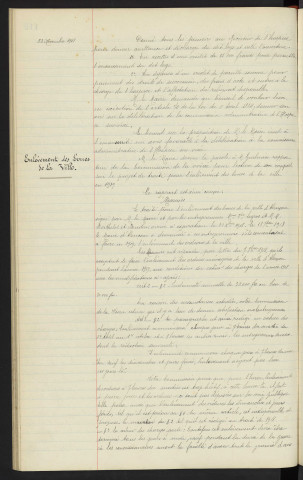 Hospice d'Alençon, testament fait à champeaux sur Sarthe, legs Mr BOULIVET Désiré mari de Mme BOULIVET née LEROY Alexandrine, avis du conseil. Enlèvement des boues de la ville, Mr PROVOST concessionnaire de l'enlèvement des boues de Courteille