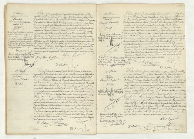 Acte de naissance de PLANCHAIS Marguerite Alphonsine enfant naturel (17 février 1904),acte de naissance de LOISEAU Eugénie Eléonore (18 février 1904),acte de naissance de PERRINET Henriette Raymonde (20 février 1904),acte de naissance de BOUDIER Raymond Eugène Paul (21 février 1904).