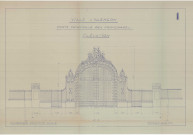 Les Promenades, porte principale, clôture, élévation, plan (arch : A. Eschbaercher, ech : 0.02, n°1, date : 1940).