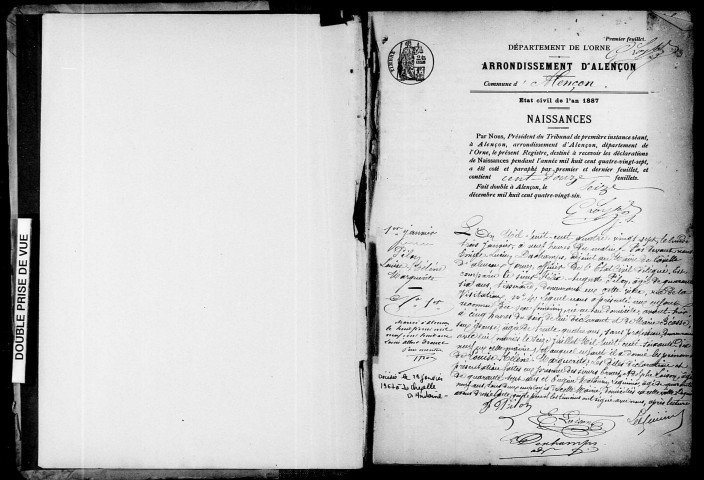 Registre des actes de naissance et adoption.