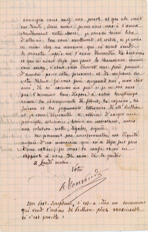 Lettre autographe signée de l'écrivain Alfred Edouard Touroude à l'acteur Adolphe Laferrière (11 novembre 1871).