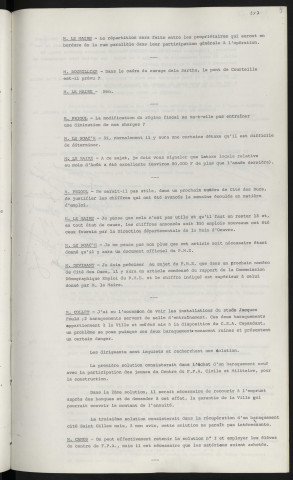 Personnes en charge concernant les parkings rue de Lattre de Tassigny. Modification du régime fiscal, conséquences sur les charges. Publication en matière d'emploi dans Cité des Ducs. Baraquement en mauvais état mis à disposition du C.S.A.