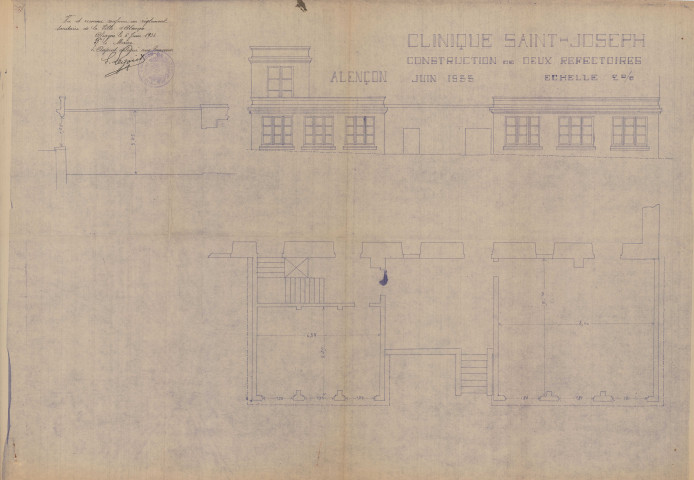 permis de construire n°12, Construction de bâtiments (réfectoires) Rue Candie Alençon, (date de décision : 1933).
