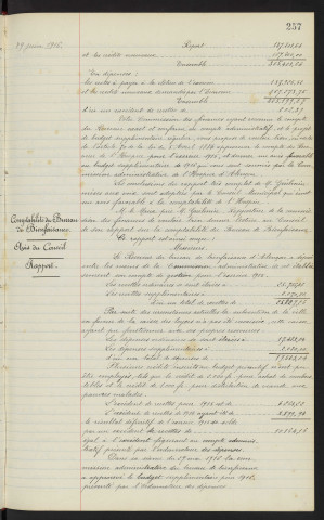 Comptabilité de l'hospice, avis du conseil, rapport. Comptabilité du bureau de Bienfaisance, avis du conseil, rapport
