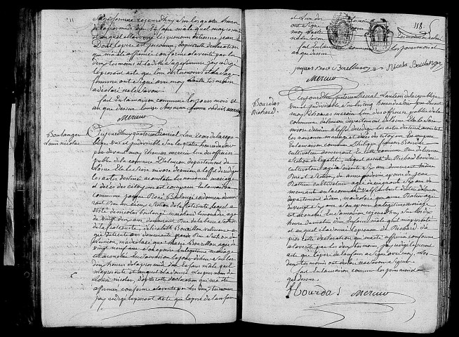 Acte de naissance de GADOUAS Etienne Jean enfant naturel (1er juin 1795),acte de naissance de BOULANGER Louis Nicolas (1er juin 1795),acte de naissance de BOURDAS Richard (2 juin 1795).