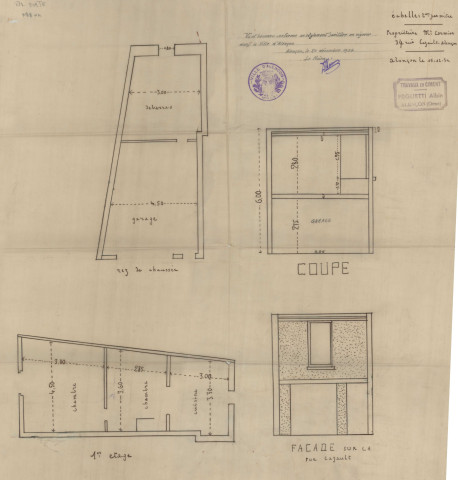 permis de construire n°34, Construction d'une maison d'habitation Rue Cazault Alençon, (date de décision : 1934), (auteur du projet, architecte : FOGLIETTI (entrepreneur)).