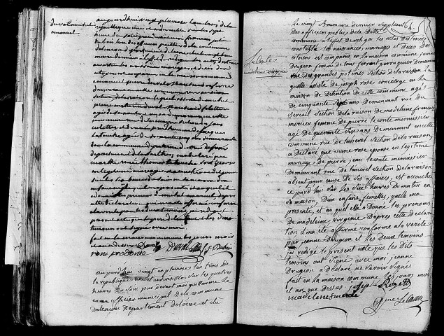 Acte de naissance de DUVAL Michel Emmanuel (8 février 1795),acte de naissance de LECONTE Madeleine Virginie (9 février 1795).